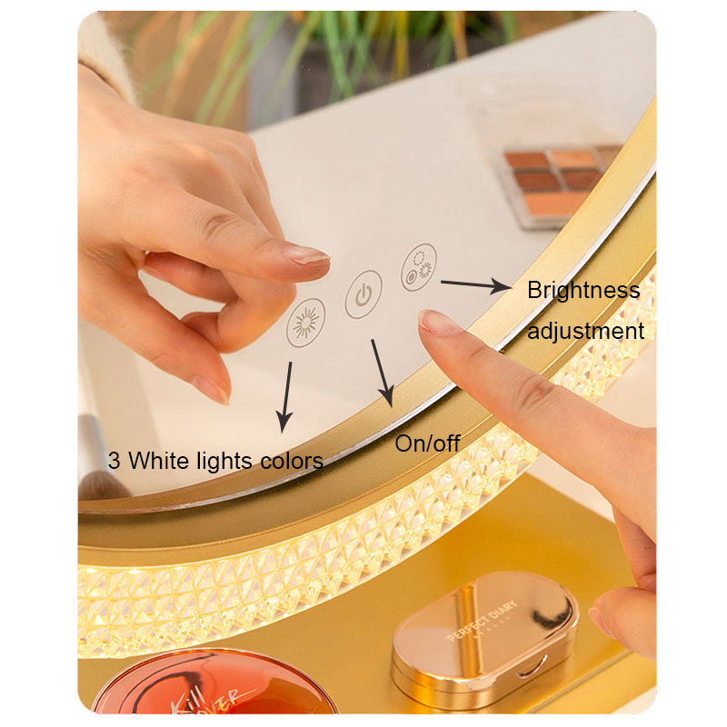 Large LED Lighted Vanity Makeup Mirror In Gold With Smart Touch Control Large LED Lighted Vanity Makeup Mirror In Gold With Smart Touch Control